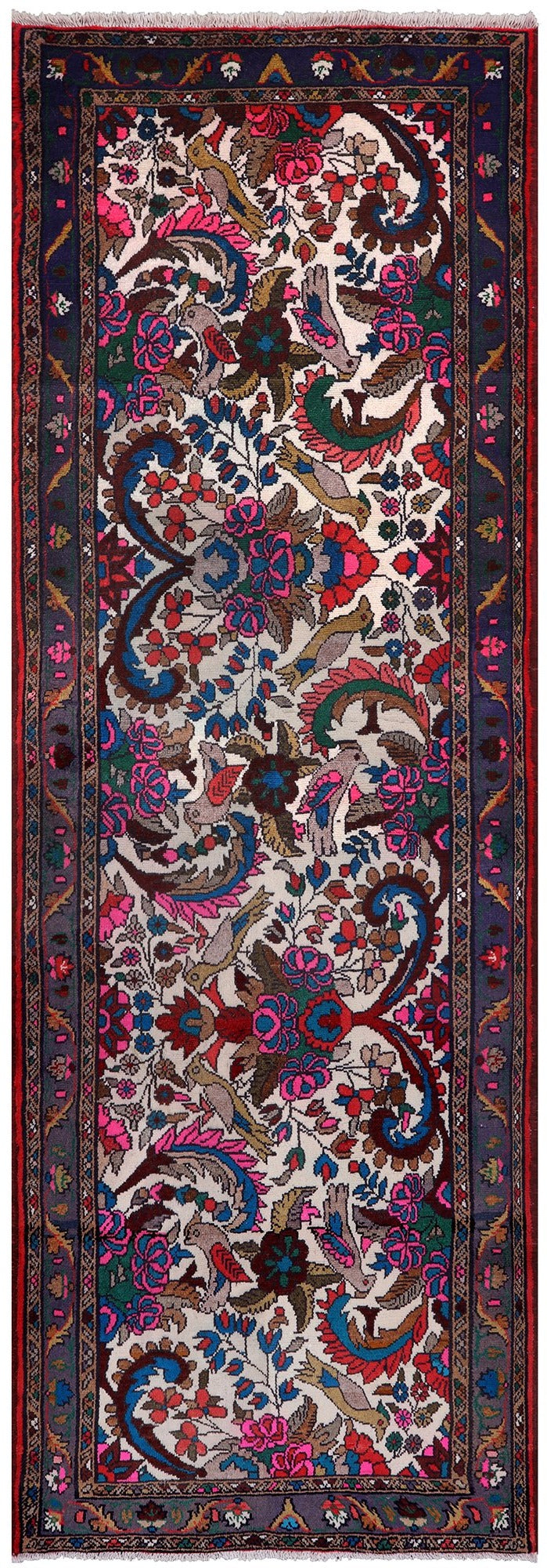 Authentic Persian Hamadan Hand Knotted Wool Runner Rug - 3' 3" X 9' 8" - Golden Nile