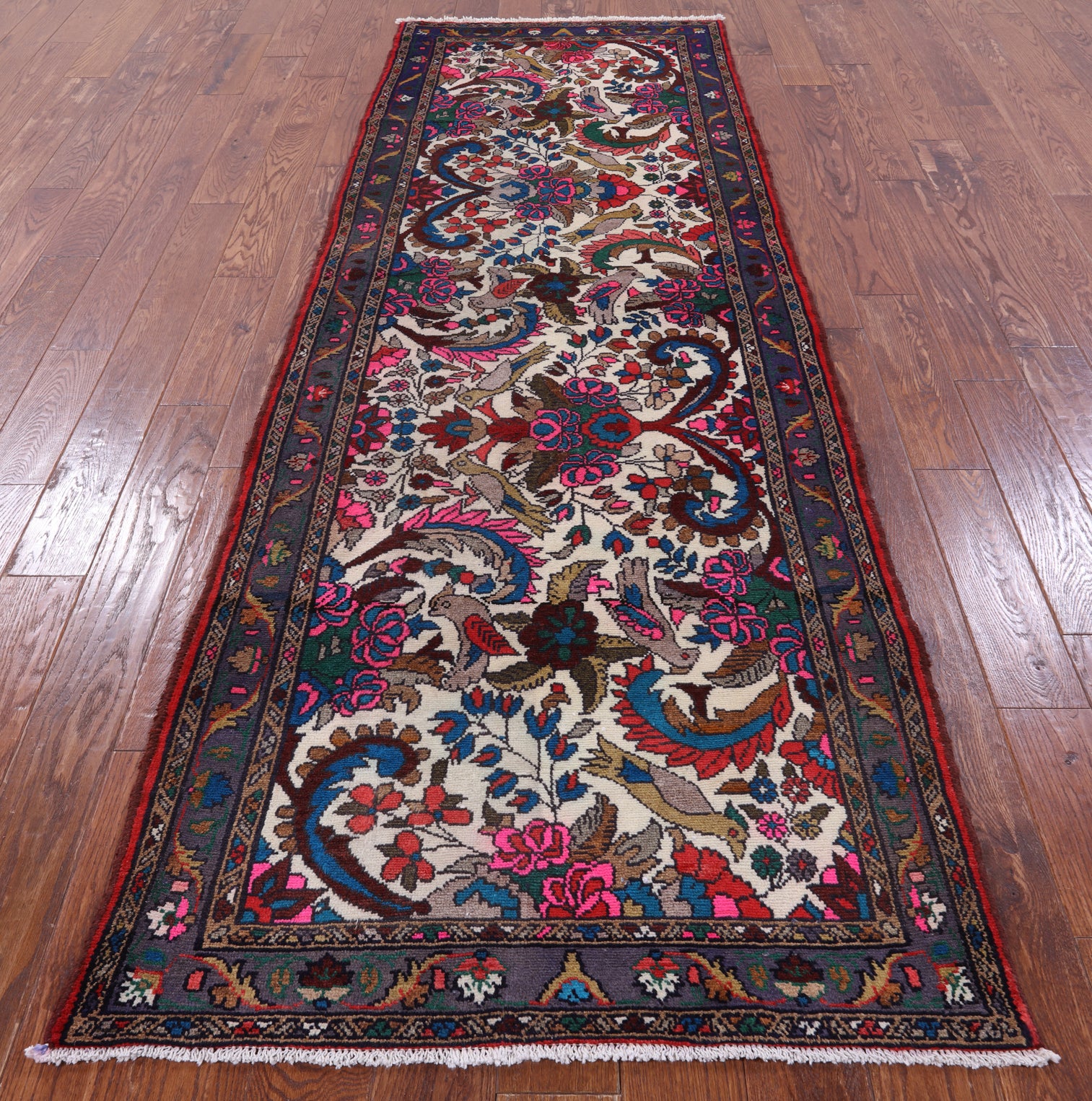 Authentic Persian Hamadan Hand Knotted Wool Runner Rug - 3' 3" X 9' 8" - Golden Nile