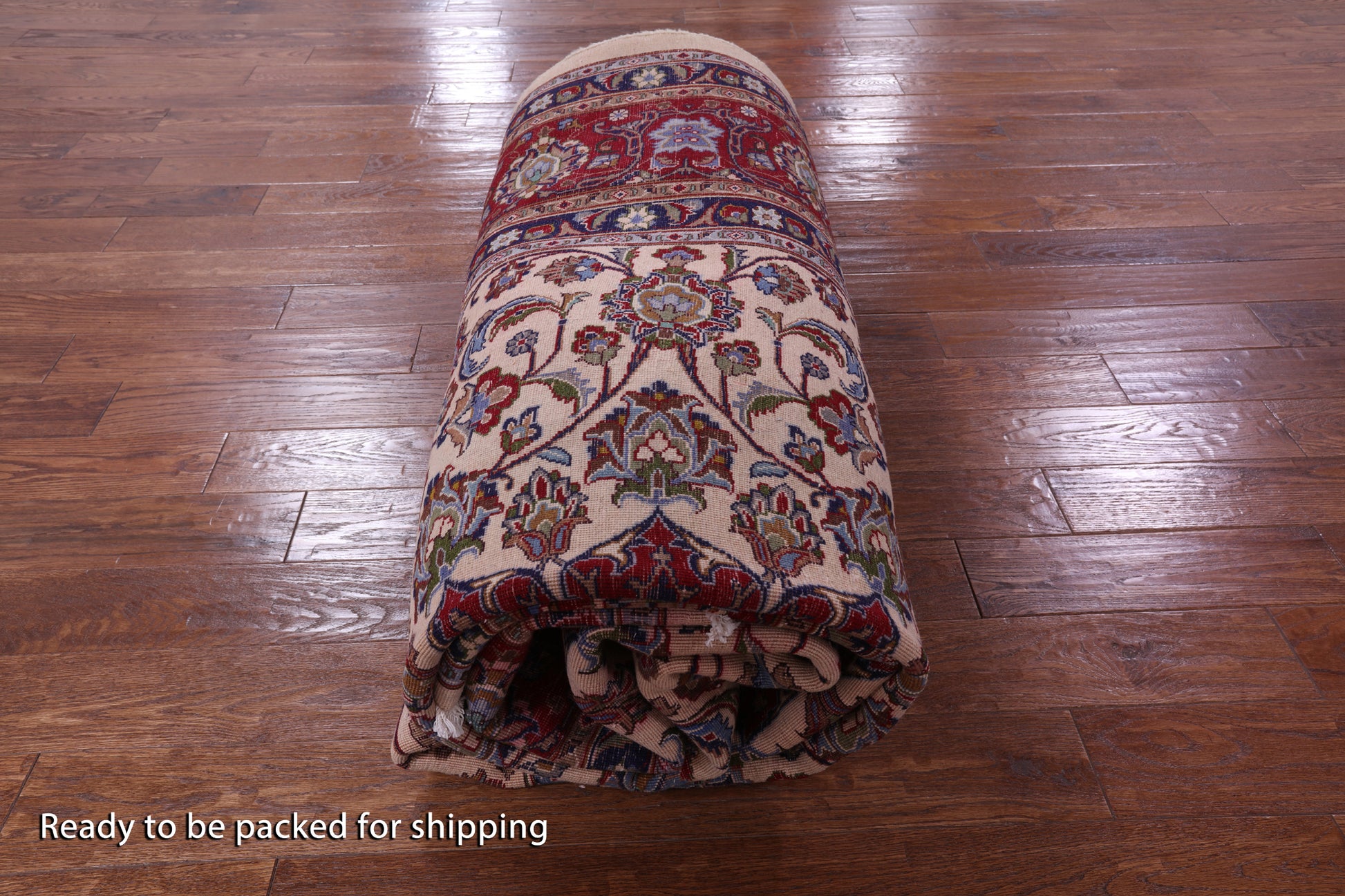 Ivory New Persian Mashad Hand Knotted Full Pile Wool Rug - 9' 11" X 13' 2" - Golden Nile