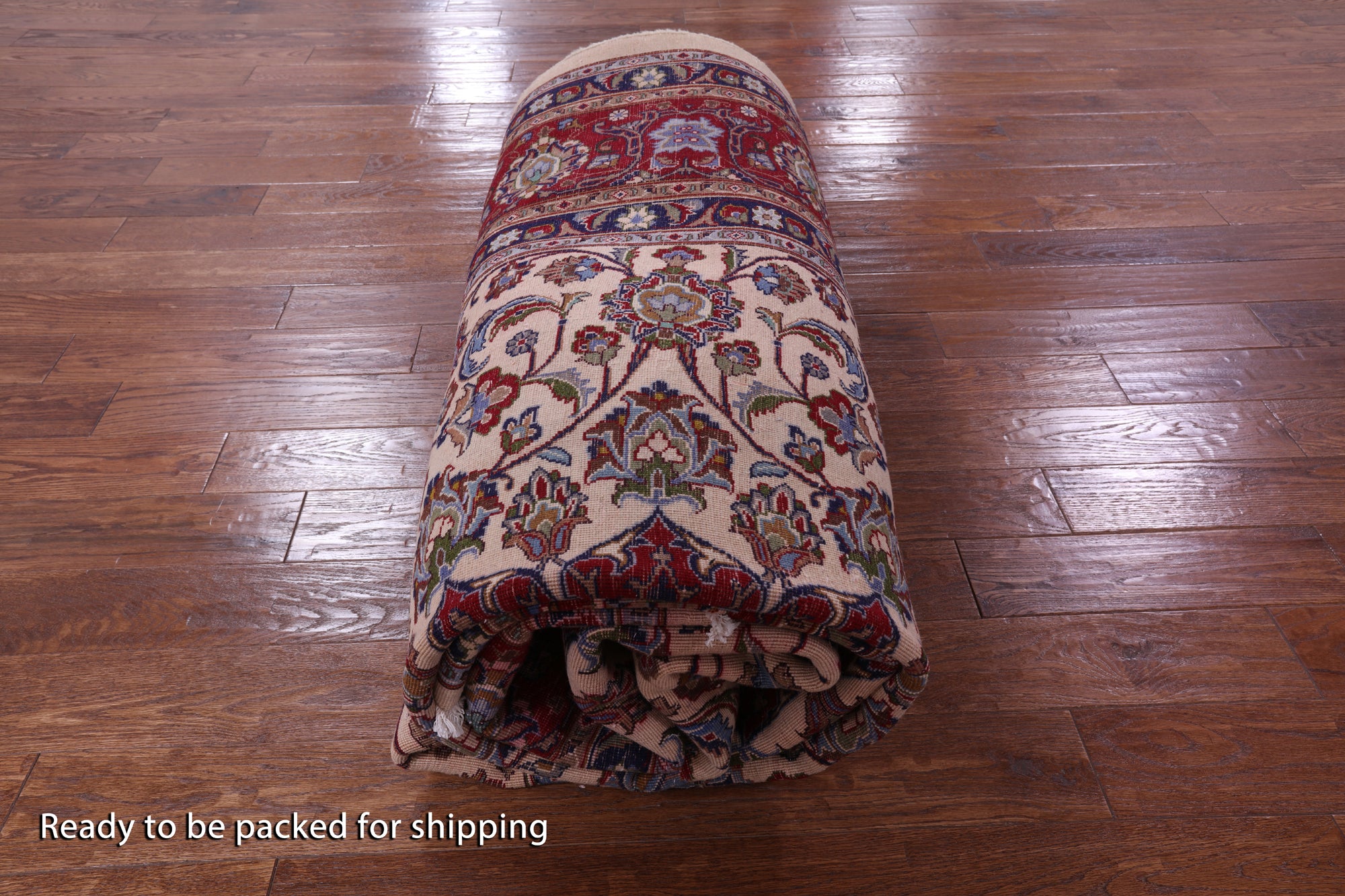 Ivory New Persian Mashad Hand Knotted Full Pile Wool Rug - 9' 11" X 13' 2" - Golden Nile