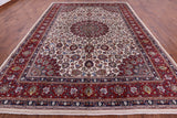 Ivory New Persian Mashad Hand Knotted Full Pile Wool Rug - 9' 11" X 13' 2" - Golden Nile