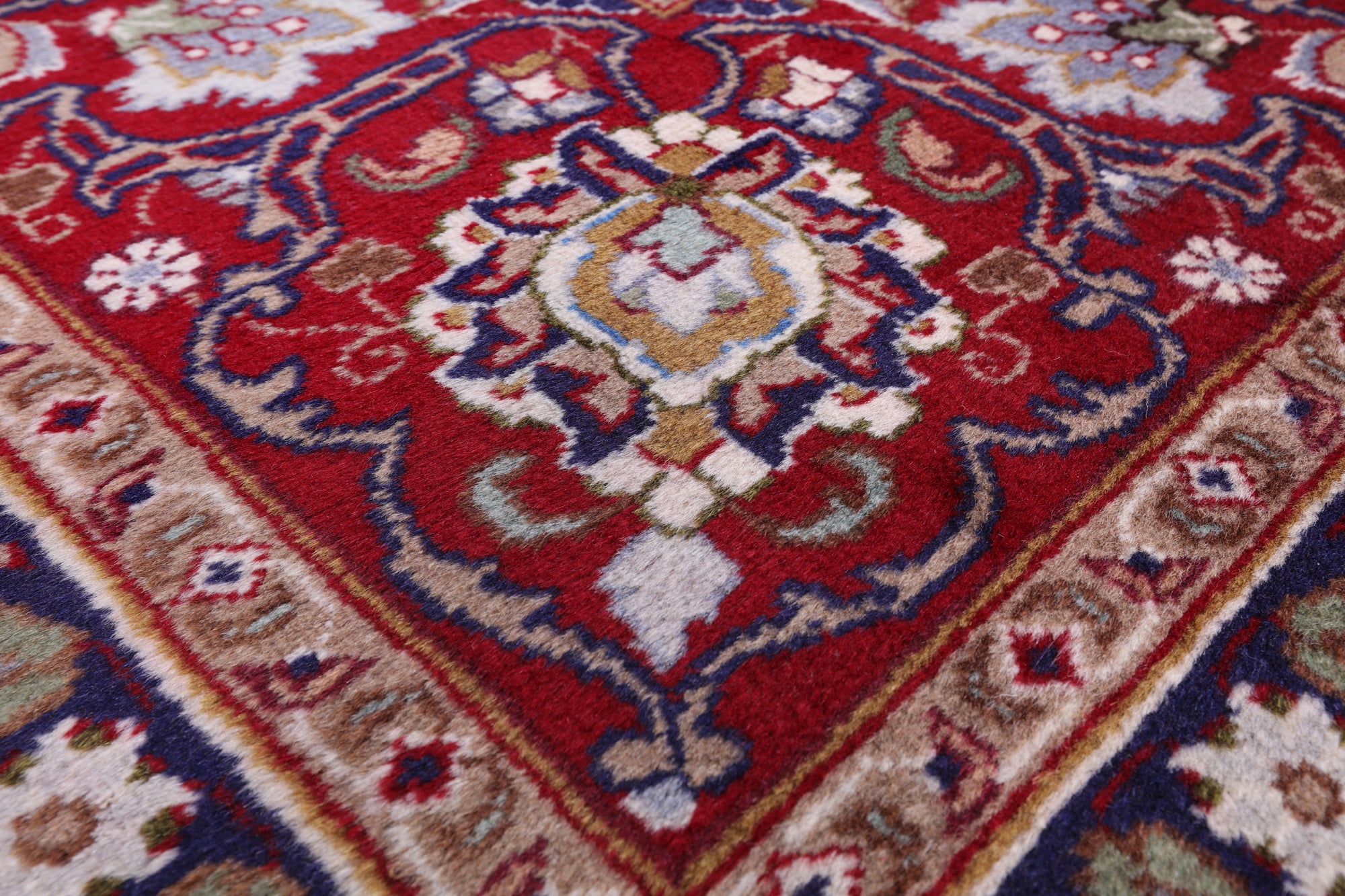 Ivory New Persian Mashad Hand Knotted Full Pile Wool Rug - 9' 11" X 13' 2" - Golden Nile