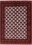 Ivory Authentic Persian Turkmen Wool On Wool Handmade Rug - 6' 10" X 9' 5" - Golden Nile
