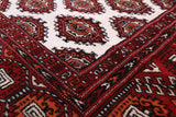Ivory Authentic Persian Turkmen Wool On Wool Handmade Rug - 6' 10" X 9' 5" - Golden Nile