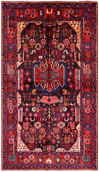 Black New Authentic Persian Nahavand Wool Rug - 5' 2" X 8' 10" - Golden Nile