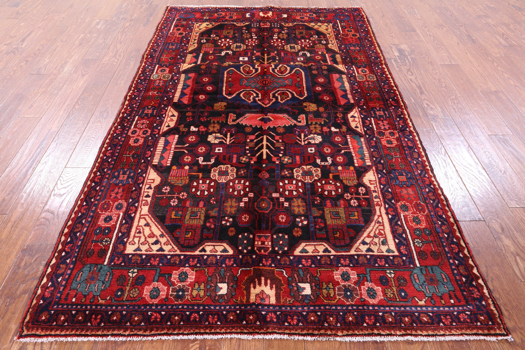 Black New Authentic Persian Nahavand Wool Rug - 5' 2" X 8' 10" - Golden Nile