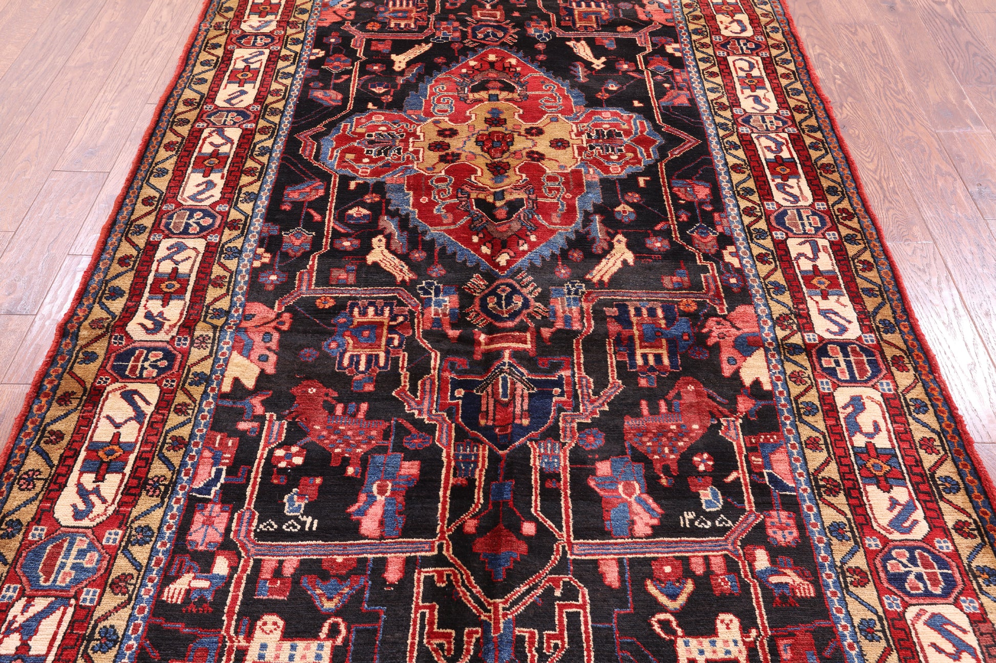 Black New Authentic Persian Nahavand Handmade Rug - 5' 5" X 11' 1" - Golden Nile