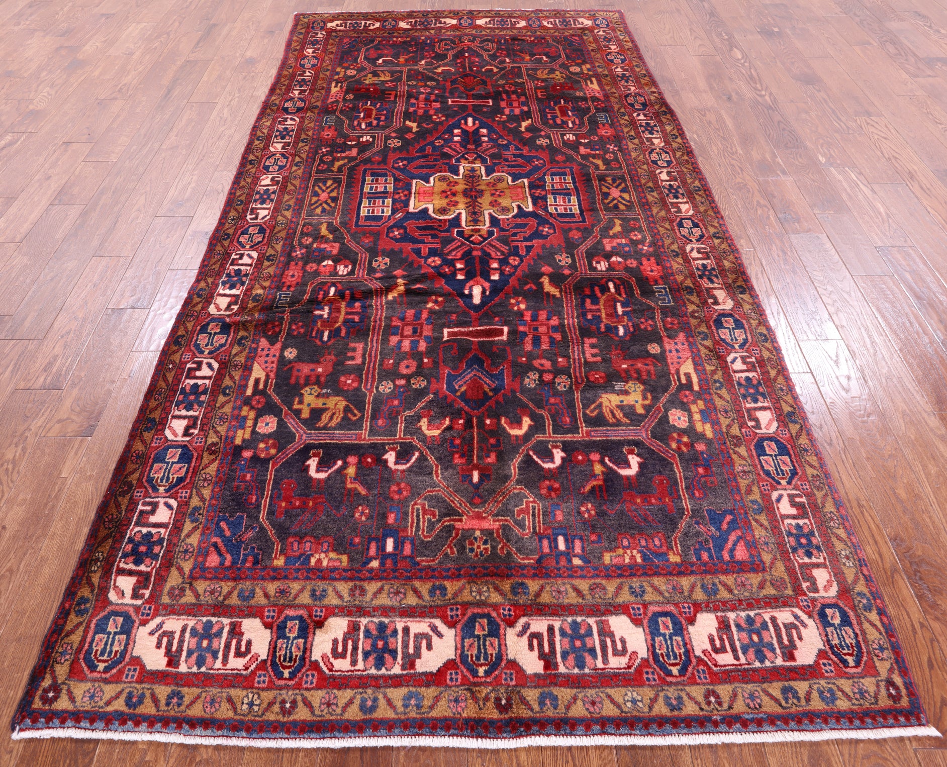 New Authentic Persian Nahavand Hand Knotted Full Pile Rug - 5' 5" X 11' 2" - Golden Nile