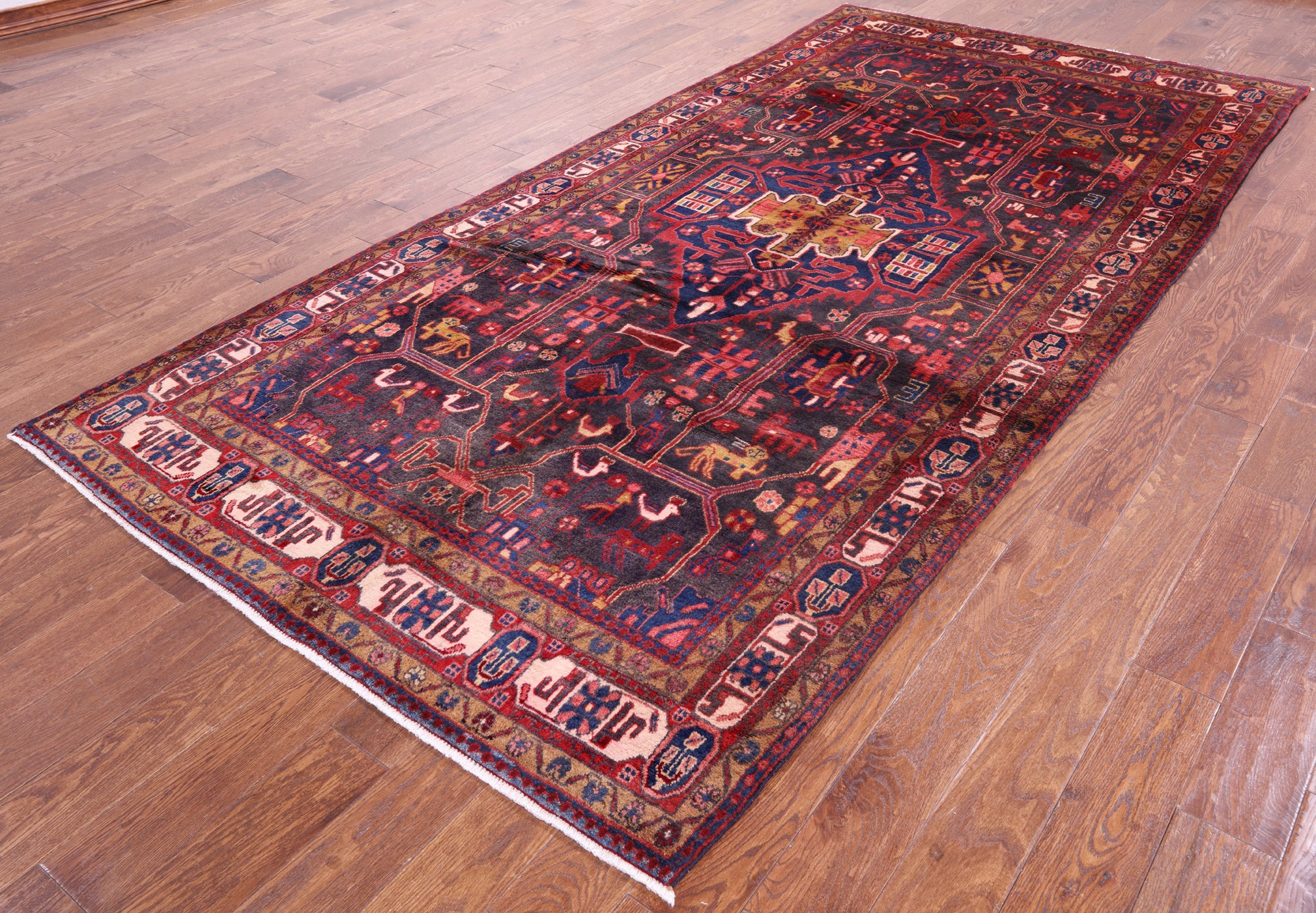 New Authentic Persian Nahavand Hand Knotted Full Pile Rug - 5' 5" X 11' 2" - Golden Nile