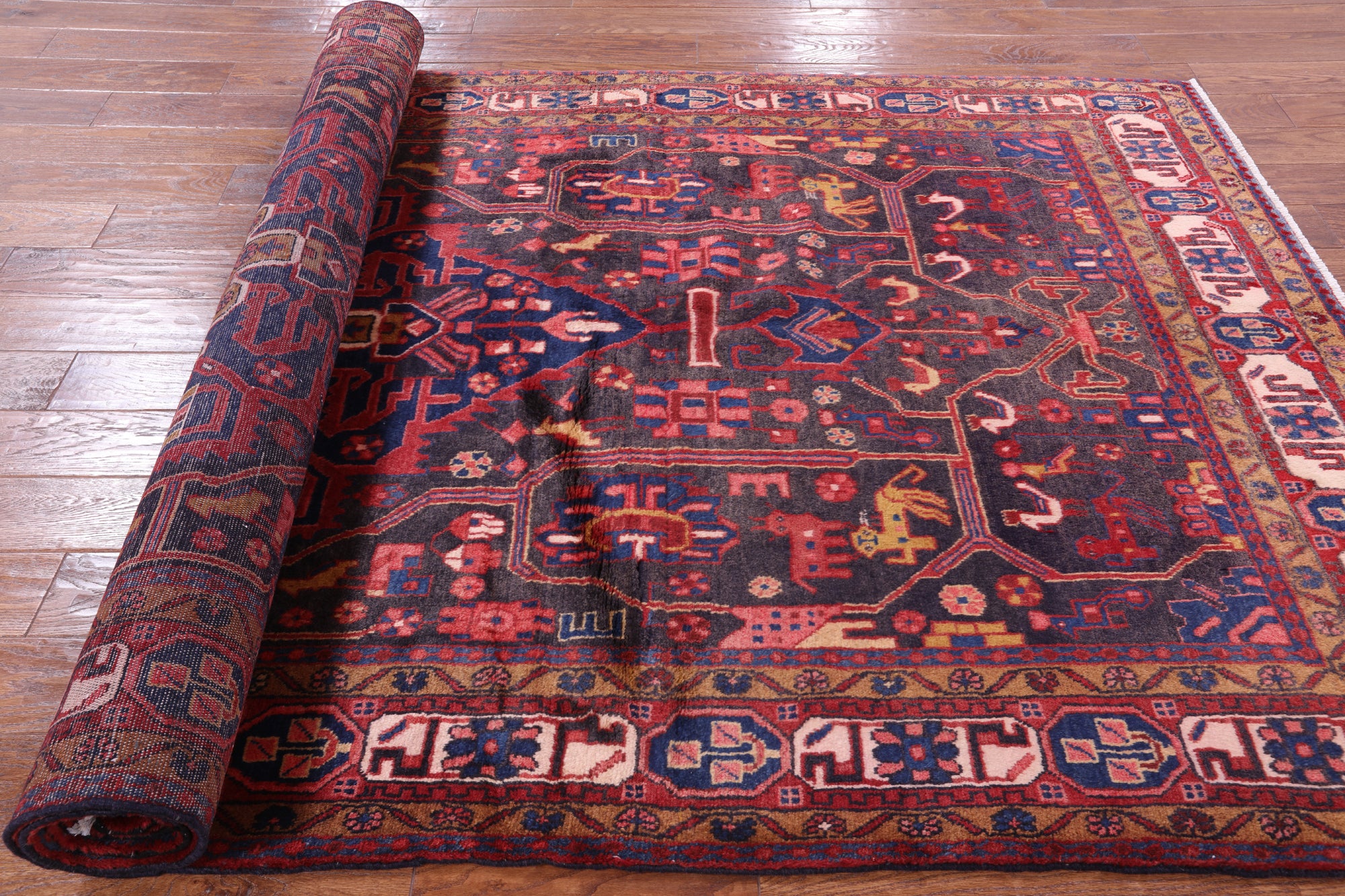 New Authentic Persian Nahavand Hand Knotted Full Pile Rug - 5' 5" X 11' 2" - Golden Nile