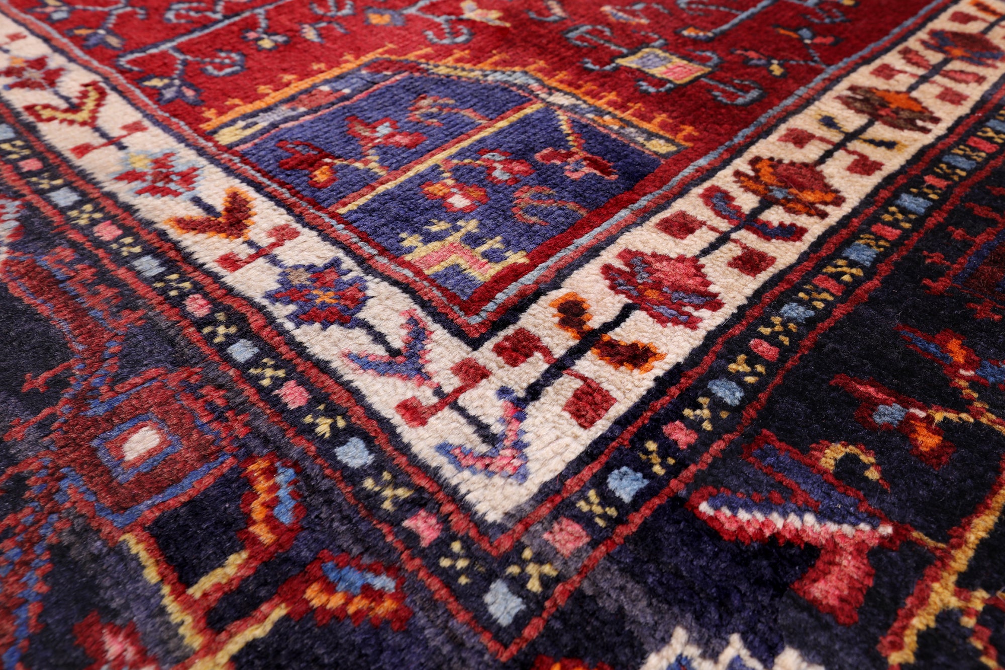 Black New Authentic Persian Hamadan Rug - 5' 1" X 9' 10" - Golden Nile