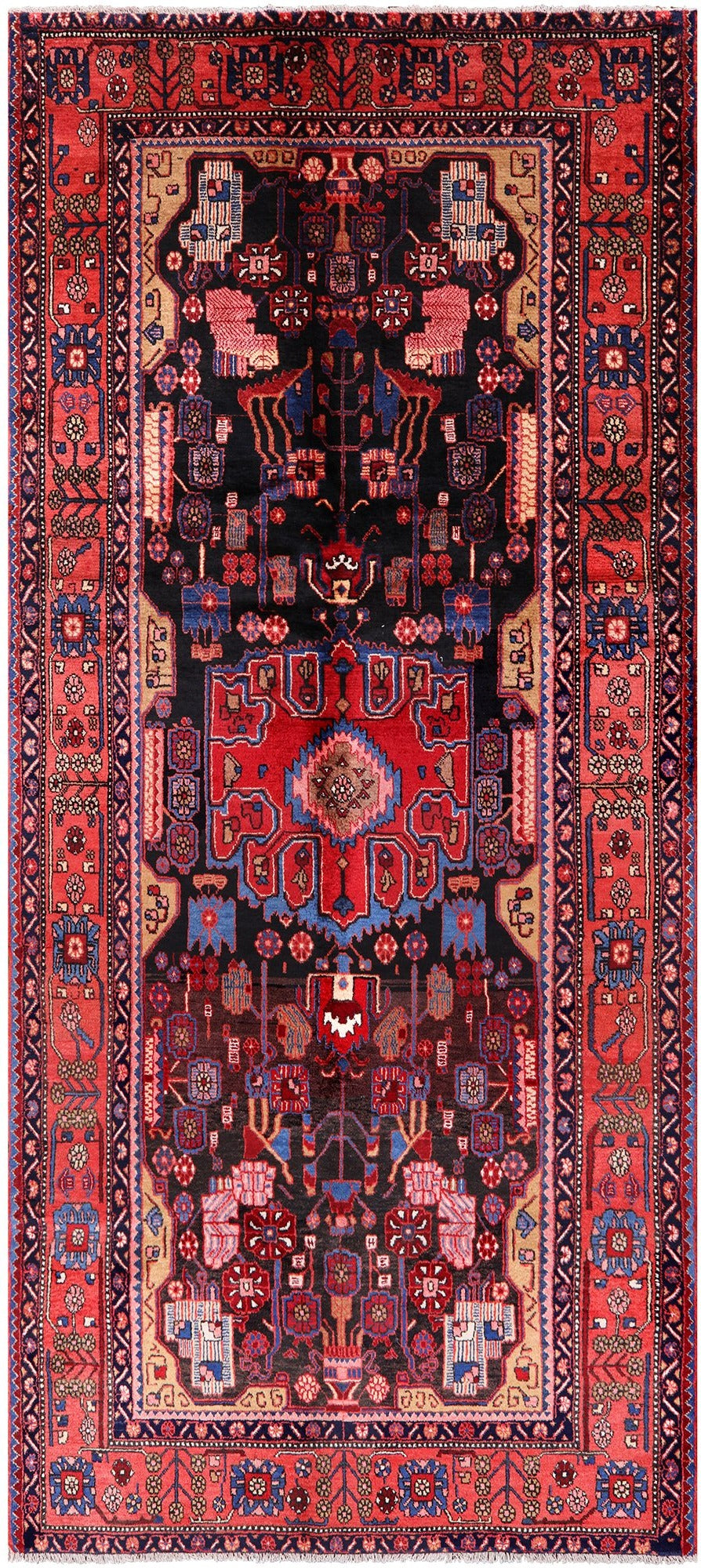 New Authentic Persian Hamadan Handmade Rug - 4' 10" X 10' 8" - Golden Nile