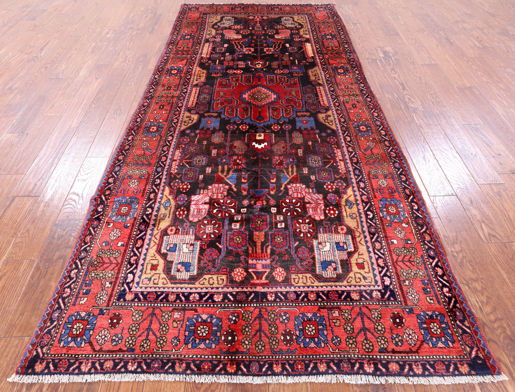 New Authentic Persian Hamadan Handmade Rug - 4' 10" X 10' 8" - Golden Nile