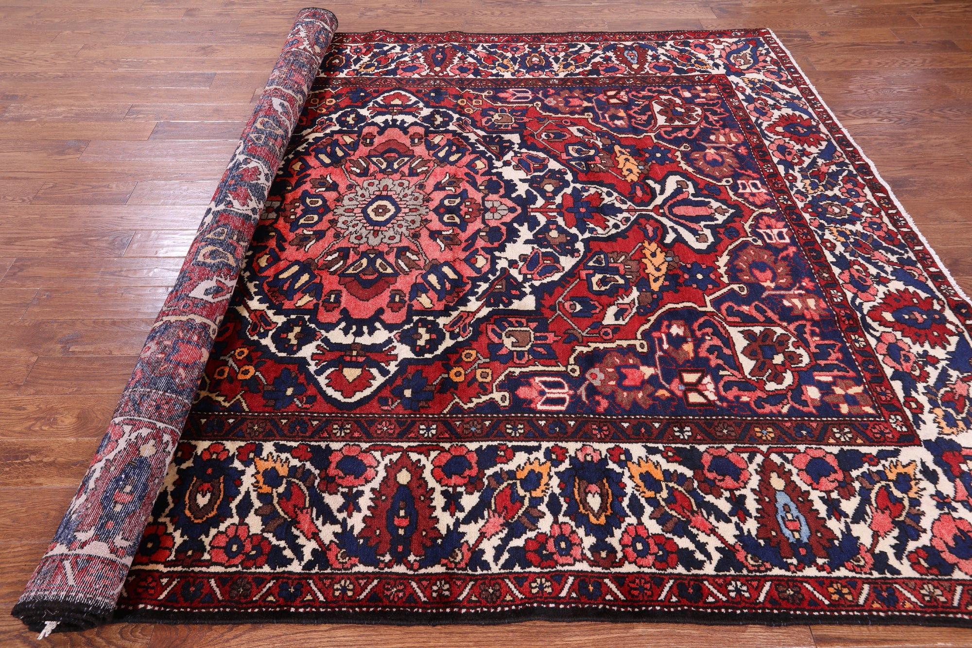Red Authentic Isfahan Hand Knotted Area Rug - 8' 8" X 11' 7" - Golden Nile