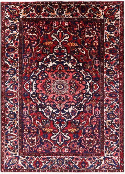 Red Authentic Isfahan Hand Knotted Area Rug - 8' 8" X 11' 7" - Golden Nile