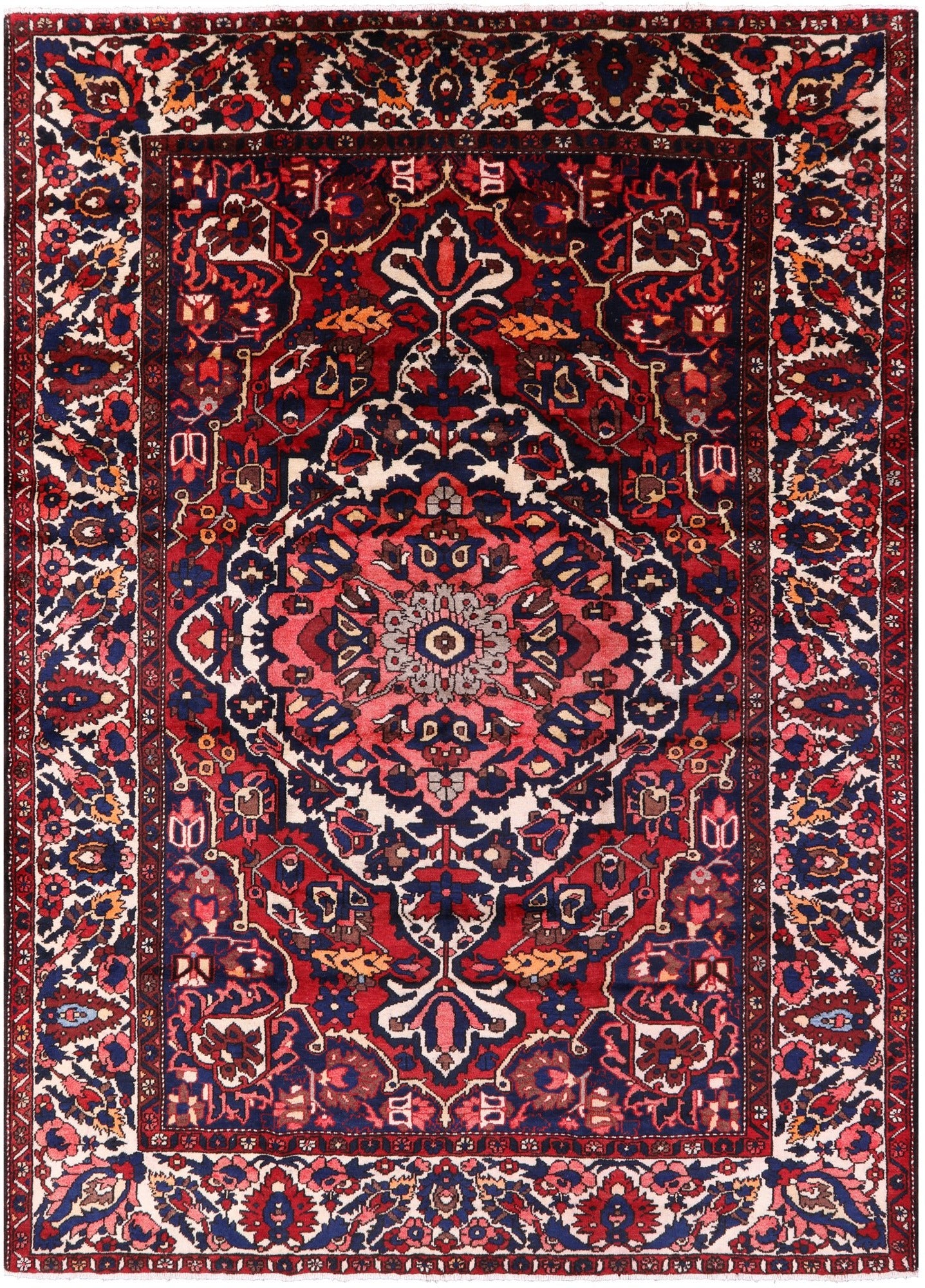 Red Authentic Isfahan Hand Knotted Area Rug - 8' 8" X 11' 7" - Golden Nile
