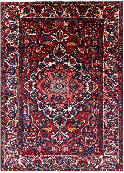 Red Isfahan Authentic Persian Hand Knotted Area Rug - 8' 8" X 11' 7" - Golden Nile