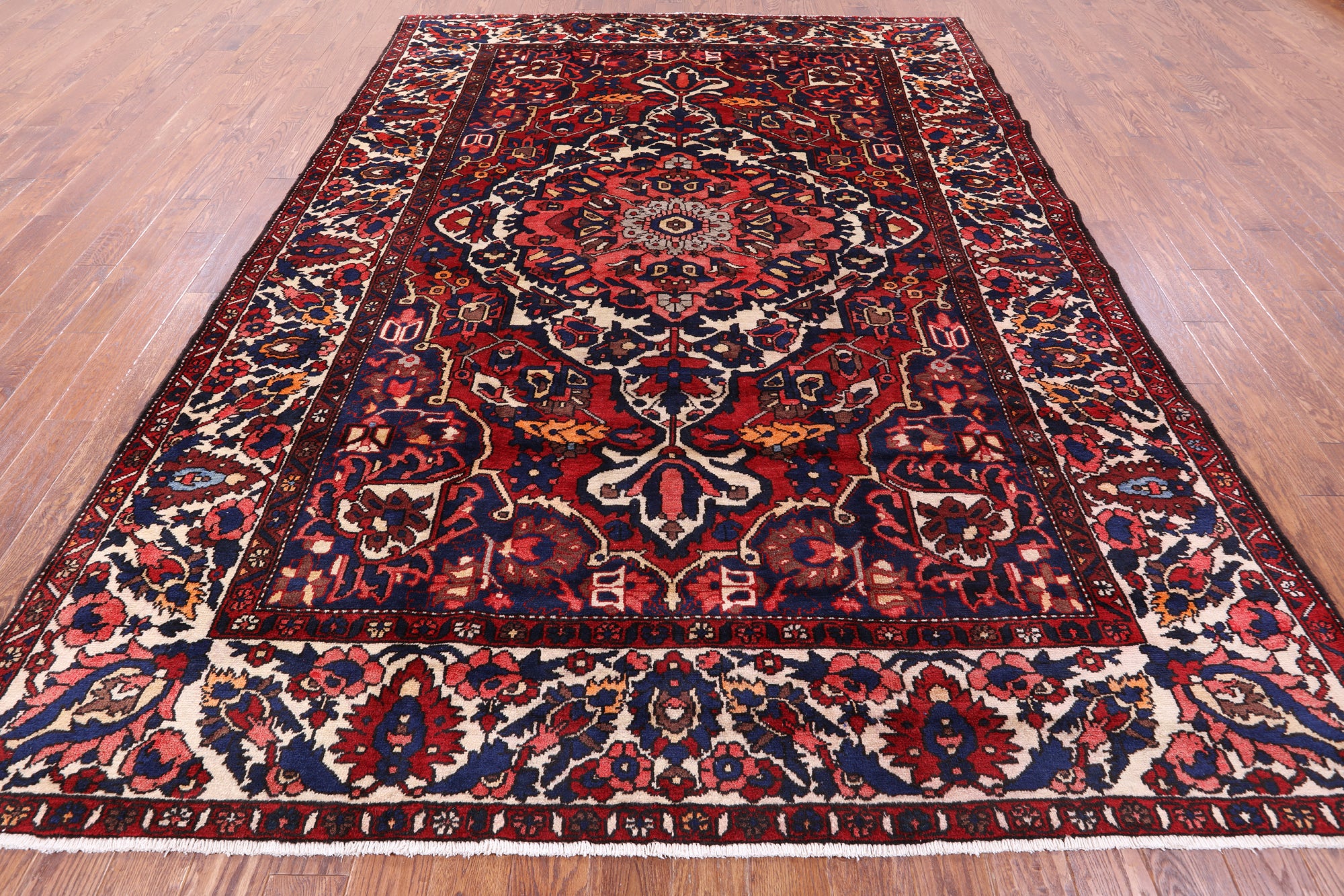 Red Authentic Isfahan Hand Knotted Area Rug - 8' 8" X 11' 7" - Golden Nile