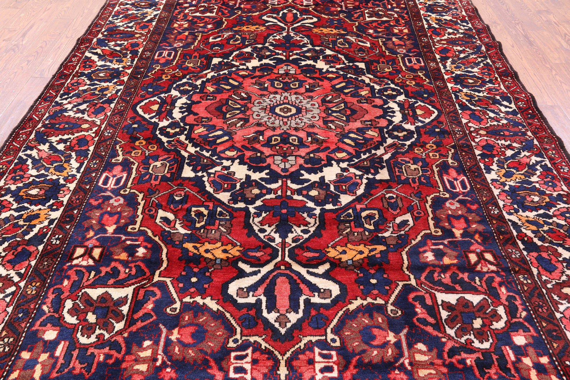 Red Authentic Isfahan Hand Knotted Area Rug - 8' 8" X 11' 7" - Golden Nile