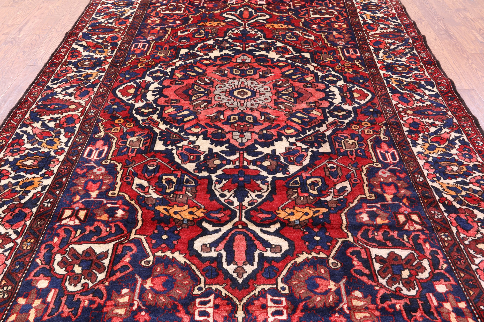 Red Authentic Isfahan Hand Knotted Area Rug - 8' 8" X 11' 7" - Golden Nile