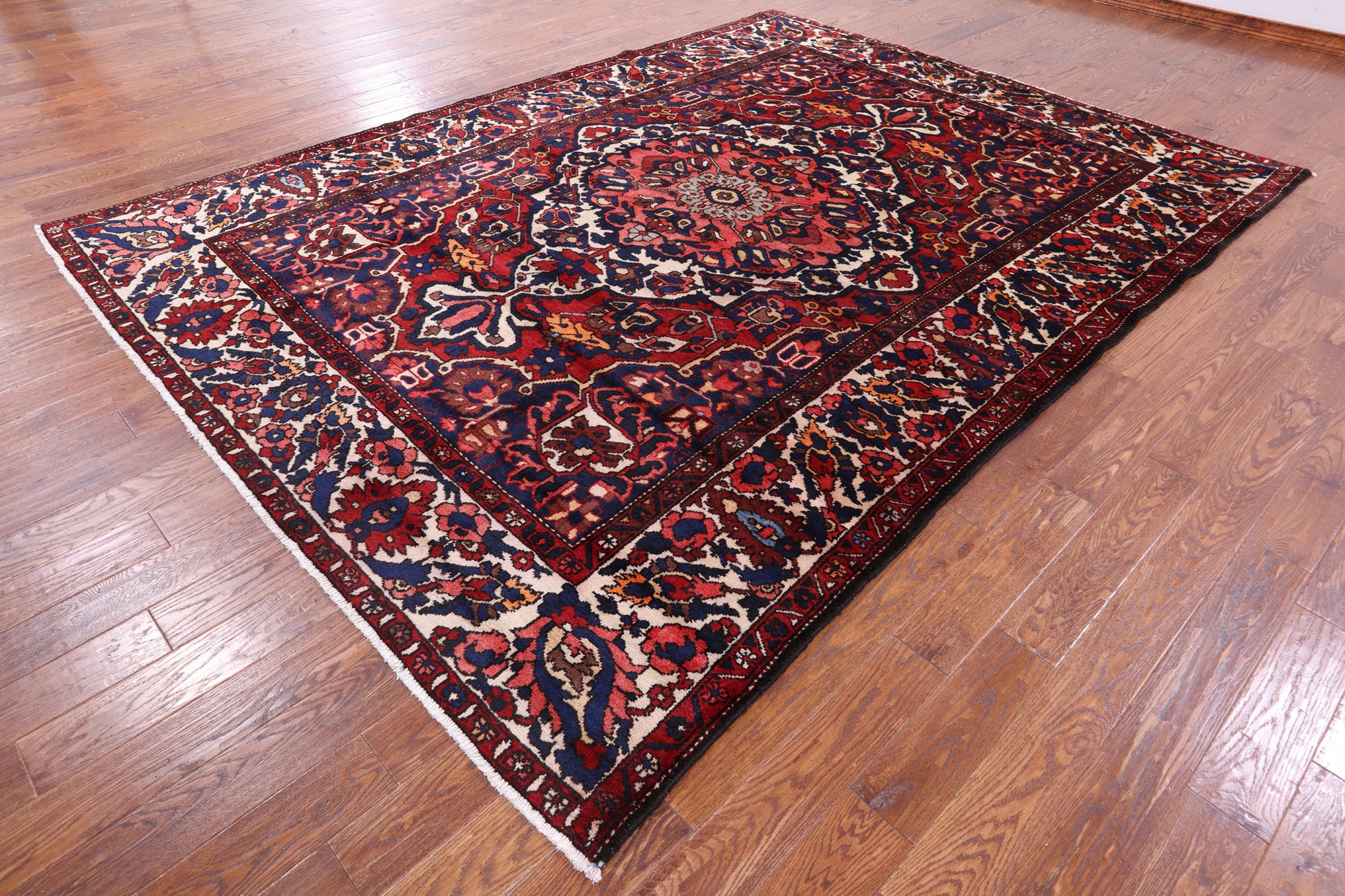 Red Authentic Isfahan Hand Knotted Area Rug - 8' 8" X 11' 7" - Golden Nile