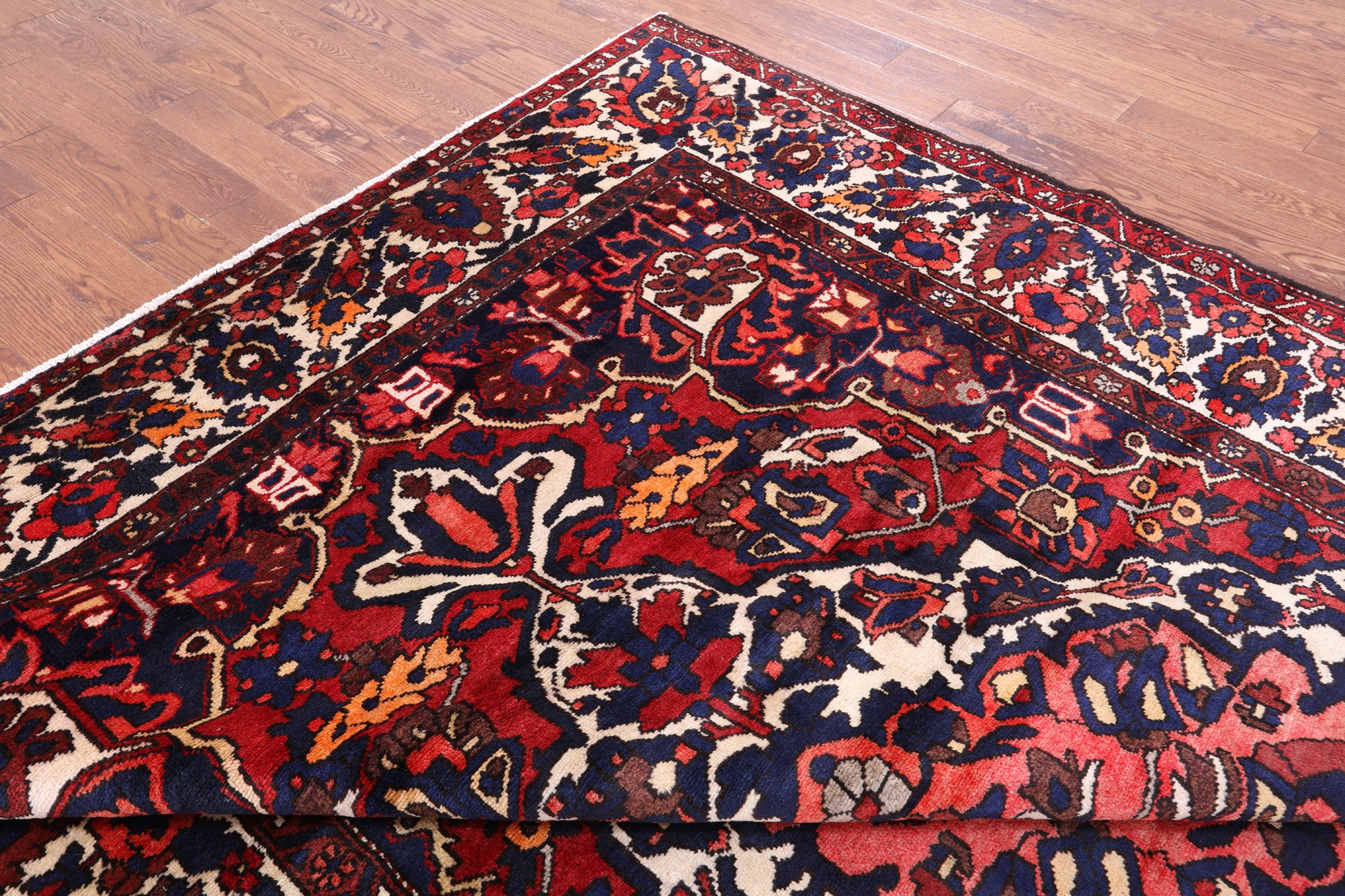 Red Authentic Isfahan Hand Knotted Area Rug - 8' 8" X 11' 7" - Golden Nile