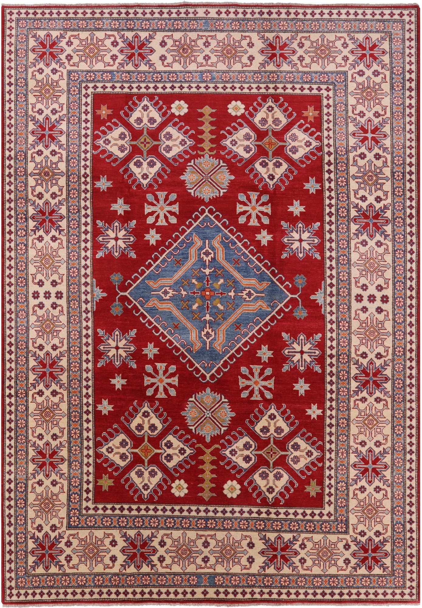 Red Kazak Handmade Rug - 8' 3" X 11' 7" - Golden Nile