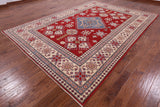 Red Kazak Handmade Rug - 8' 3" X 11' 7" - Golden Nile