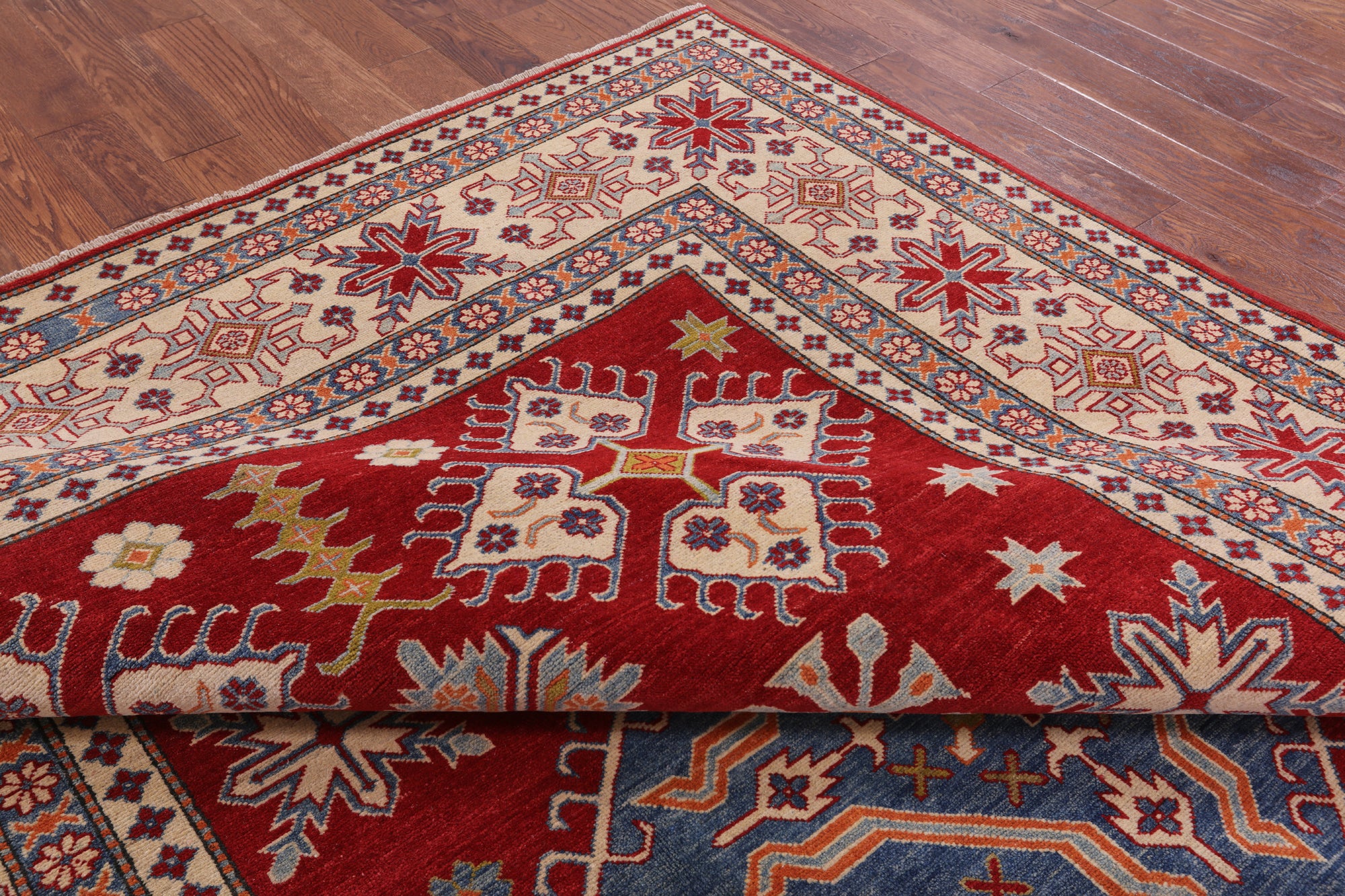 Red Kazak Handmade Rug - 8' 3" X 11' 7" - Golden Nile