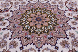 Ivory Isfahan Authentic Persian Hand Knotted Wool & Silk Area Rug - 5' 1" X 8' 2" - Golden Nile