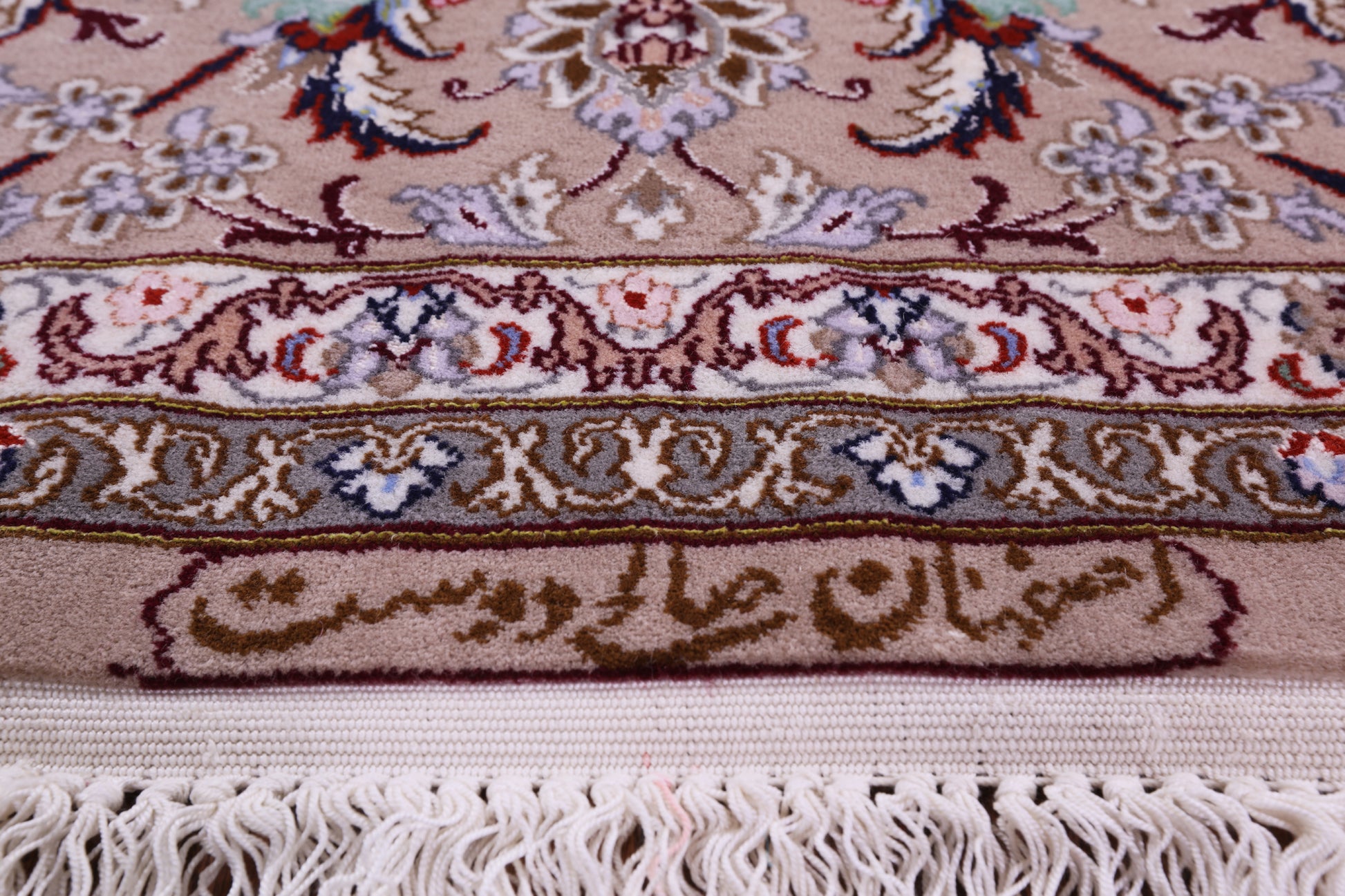 Ivory Isfahan Authentic Persian Hand Knotted Wool & Silk Area Rug - 5' 1" X 8' 2" - Golden Nile