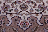 Ivory Isfahan Authentic Persian Hand Knotted Wool & Silk Area Rug - 5' 1" X 8' 2" - Golden Nile