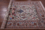 Ivory Isfahan Authentic Persian Hand Knotted Wool & Silk Area Rug - 5' 1" X 7' 8" - Golden Nile