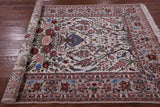 Ivory Isfahan Authentic Persian Hand Knotted Wool & Silk Area Rug - 5' 1" X 7' 8" - Golden Nile