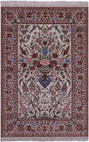 Ivory Isfahan Authentic Persian Hand Knotted Wool & Silk Area Rug - 5' 1" X 7' 8" - Golden Nile