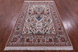 Ivory Isfahan Authentic Persian Hand Knotted Wool & Silk Area Rug - 5' 1" X 7' 8" - Golden Nile