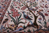 Ivory Isfahan Authentic Persian Hand Knotted Wool & Silk Area Rug - 5' 1" X 7' 8" - Golden Nile