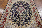 Isfahan Authentic Persian Hand Knotted Wool & Silk Area Rug  - 5' 1" X 7' 10" - Golden Nile