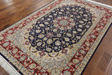 Isfahan Authentic Persian Hand Knotted Wool & Silk Area Rug  - 5' 3" X 8' - Golden Nile