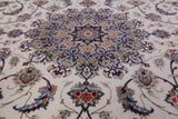 Ivory Isfahan Authentic Persian Hand Knotted Wool & Silk Area Rug - 5' 1" X 7' 8" - Golden Nile