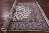 Ivory Isfahan Authentic Persian Hand Knotted Wool & Silk Area Rug - 5' 1" X 7' 8" - Golden Nile