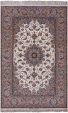 Ivory Isfahan Authentic Persian Hand Knotted Wool & Silk Area Rug - 5' 1" X 7' 8" - Golden Nile