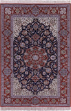 Isfahan Authentic Persian Hand Knotted Wool & Silk Area Rug - 5' 4" X 8' 0" - Golden Nile