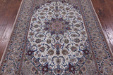 Ivory Isfahan Authentic Persian Hand Knotted Wool & Silk Area Rug - 5' 3" X 8' 0" - Golden Nile