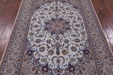 Ivory Isfahan Authentic Persian Hand Knotted Wool & Silk Area Rug - 5' 3" X 8' 0" - Golden Nile