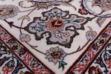 Ivory Isfahan Authentic Persian Hand Knotted Wool & Silk Area Rug - 5' 1" X 7' 10" - Golden Nile