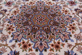 Ivory Isfahan Authentic Persian Hand Knotted Wool & Silk Area Rug - 5' 2" X 8' 2" - Golden Nile