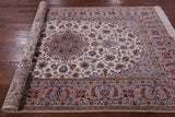 Ivory Isfahan Authentic Persian Hand Knotted Wool & Silk Area Rug - 5' 2" X 8' 2" - Golden Nile