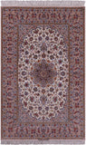 Ivory Isfahan Authentic Persian Hand Knotted Wool & Silk Area Rug - 5' 2" X 8' 2" - Golden Nile