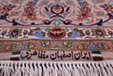 Ivory Isfahan Authentic Persian Hand Knotted Wool & Silk Area Rug - 5' 2" X 8' 2" - Golden Nile